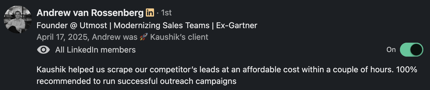 Andrew Rossenberg Testimonial