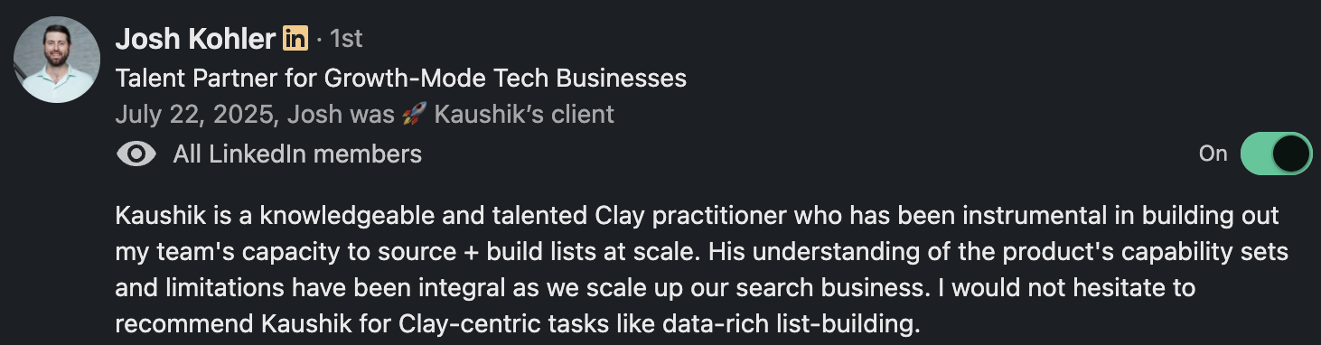 Josh Kohler Testimonial