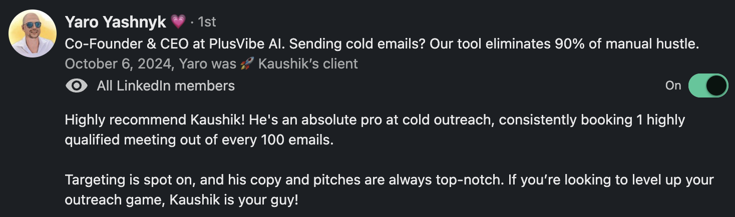 Yaro Yashyank Testimonial